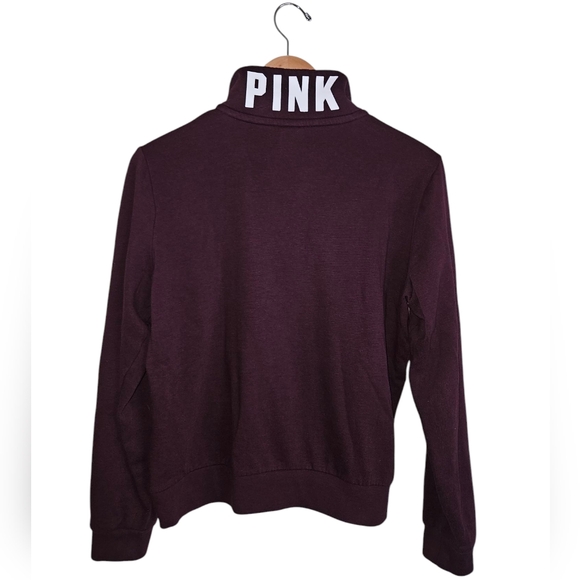 PINK Victoria's Secret Quarter-zip Pullover Plum Sweatshirt Size M - Picture 2 of 5